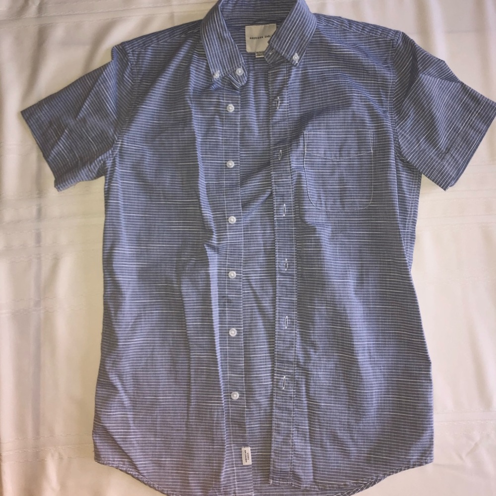 American Eagle Short Sleeved Stripped Button Down